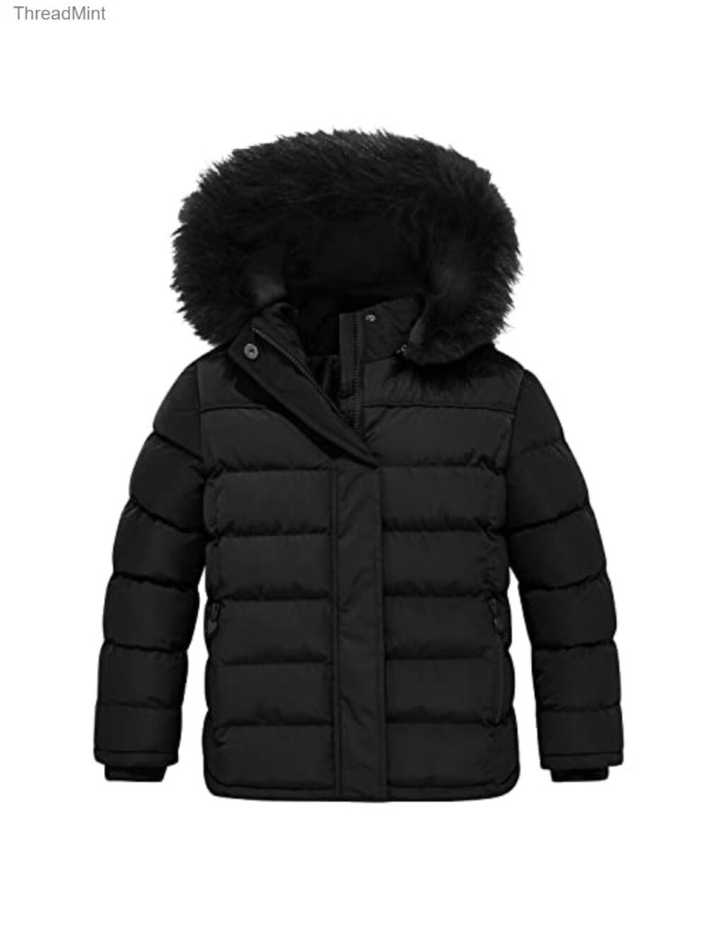 Girls Winter Puffer Jacket Thicken Fleece Lined Hooded Waterproof